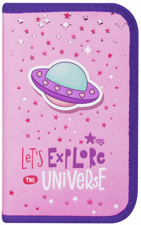 Пенал ЮНЛАНДИЯ, 1 отделение, металлизированный картон, конгрев, 19х11 см, "Moon Explorer", 271507