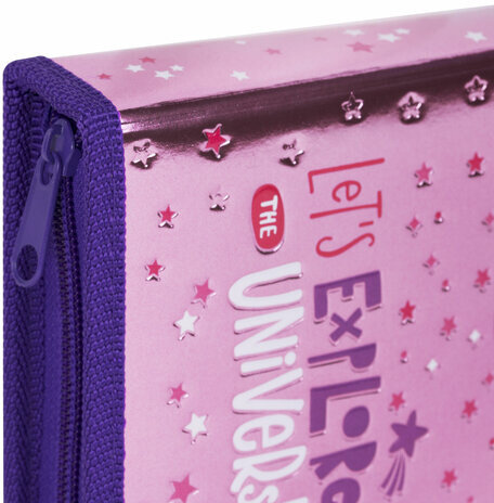 Пенал ЮНЛАНДИЯ, 1 отделение, металлизированный картон, конгрев, 19х11 см, "Moon Explorer", 271507