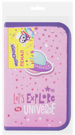 Пенал ЮНЛАНДИЯ, 1 отделение, металлизированный картон, конгрев, 19х11 см, "Moon Explorer", 271507