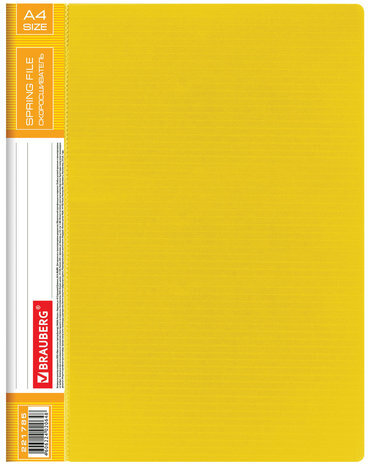 Папка с металлическим скоросшивателем и внутренним карманом BRAUBERG "Contract", желтая, до 100 л., 0,7 мм, бизнес-класс, 221785