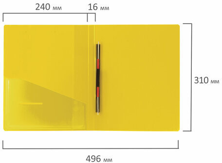 Папка с металлическим скоросшивателем и внутренним карманом BRAUBERG "Contract", желтая, до 100 л., 0,7 мм, бизнес-класс, 221785