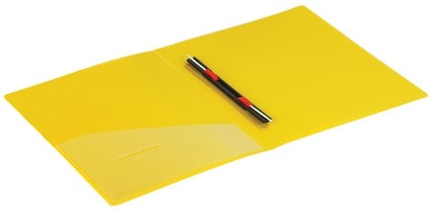 Папка с металлическим скоросшивателем и внутренним карманом BRAUBERG "Contract", желтая, до 100 л., 0,7 мм, бизнес-класс, 221785