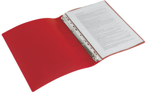 Папка на 4 кольцах STAFF, 25 мм, красная, до 170 листов, 0,5 мм, 225726