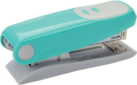 Степлер №24/6, 26/6 BRAUBERG "Germanium", до 20 листов, бирюзовый, ГАРАНТИЯ 5 ЛЕТ, 226573