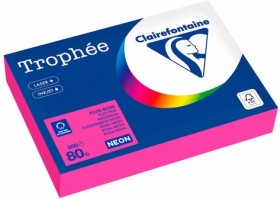 Бумага цветная CLAIREFONTAINE, А4, 80 г/м2, 500 л., неон, розовый, Франция, 2973PC