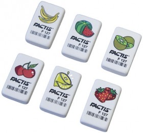 Ластик FACTIS F 127 (Испания), 40х24х10 мм, ассорти, прямоугольный, мягкий, CNFF127.