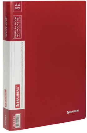 Папка 60 вкладышей BRAUBERG стандарт, красная, 0,8 мм, 228683