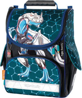 Ранец TIGER FAMILY для начальной школы, Nature Quest, &quot;Metal Dino&quot;, 35х31х19 см, 228877, TGNQ-054A