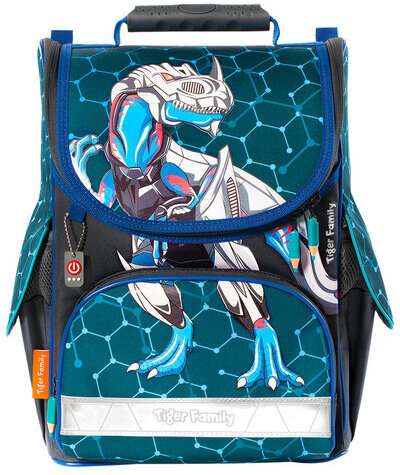 Ранец TIGER FAMILY для начальной школы, Nature Quest, "Metal Dino", 35х31х19 см, 228877, TGNQ-054A