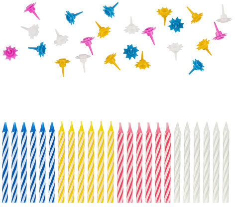 Набор свечей для торта 24 шт., 6 см, 24 держателя, ЗОЛОТАЯ СКАЗКА, в блистере, 591445