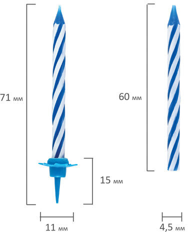 Набор свечей для торта 24 шт., 6 см, 24 держателя, ЗОЛОТАЯ СКАЗКА, в блистере, 591445
