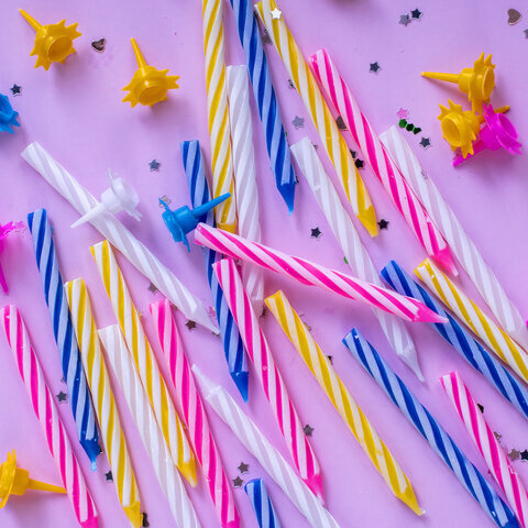 Набор свечей для торта 24 шт., 6 см, 24 держателя, ЗОЛОТАЯ СКАЗКА, в блистере, 591445