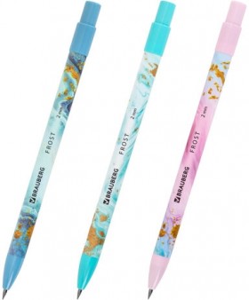 Карандаш механический цанговый 2 мм, BRAUBERG "FROST", HB, встроенная точилка, корпус ассорти, 182062