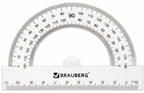Набор чертежный BRAUBERG (линейка 20 см, 2 треугольника, транспортир), прозрачный, 210853