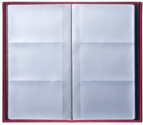 Визитница трехрядная BRAUBERG "Imperial", на 144 визитки, под гладкую кожу, бордовая, 231662