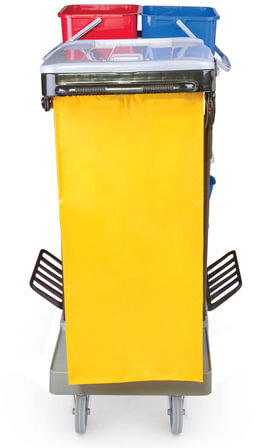 Тележка уборочная BRABIX, ведра 2х20 л, 2х11 л, механический отжим, держатель для мешка, мешок, 2 поддона, 601501