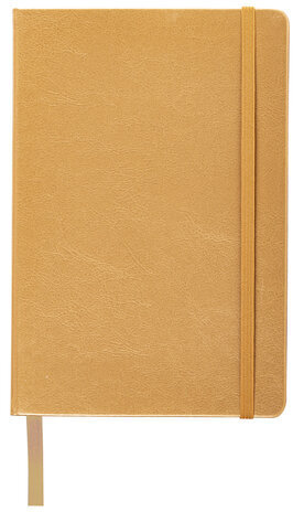 Блокнот А5 (148x218 мм), BRAUBERG "Metropolis Special", под кожу, 80 л., резинка, клетка, золотистый, 113333