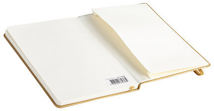 Блокнот А5 (148x218 мм), BRAUBERG "Metropolis Special", под кожу, 80 л., резинка, клетка, золотистый, 113333