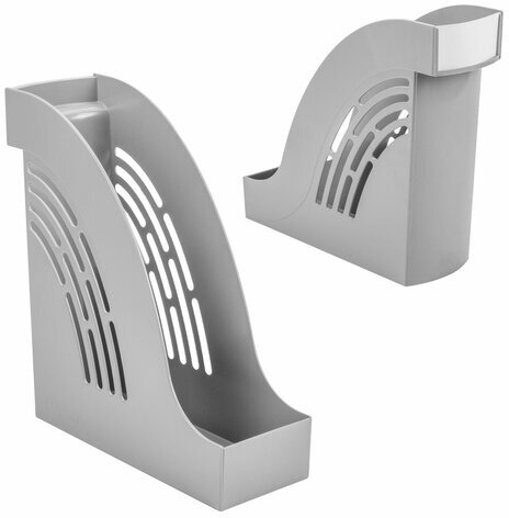 Лоток вертикальный для бумаг BRAUBERG "Office", 255х95х290 мм, серый, 237229