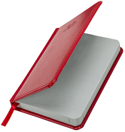 Ежедневник датированный 2023 МАЛЫЙ ФОРМАТ 100х150 мм А6, BRAUBERG "Rainbow", под кожу, красный, 113924