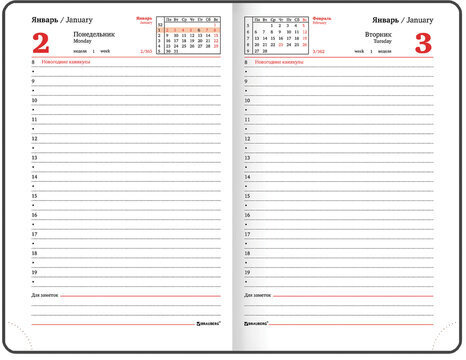 Ежедневник датированный 2023 МАЛЫЙ ФОРМАТ 100х150 мм А6, BRAUBERG "Rainbow", под кожу, красный, 113924