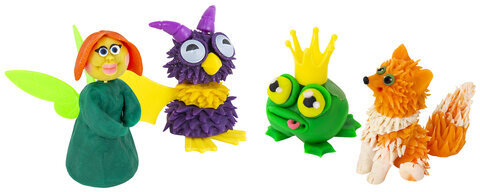 Пластилин-тесто для лепки BRAUBERG KIDS, 12 цветов., 600 г, 6 формочек, 1 скалка, ведерко, 106721