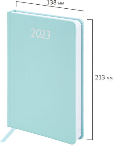 Ежедневник датированный 2023 А5 138x213 мм BRAUBERG "Profile", балакрон, мятный, 114046