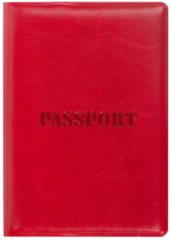 Обложка для паспорта STAFF, полиуретан под кожу, "ПАСПОРТ", красная, 237601