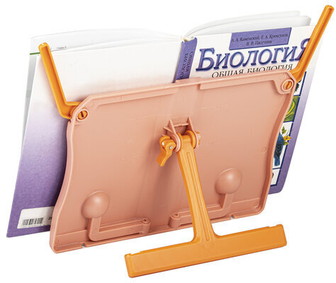 Подставка для книг ЮНЛАНДИЯ, регулируемый наклон, прочный ABS-пластик, розовая, 237906