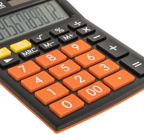 Калькулятор настольный BRAUBERG ULTRA COLOR-12-BKRG (192x143 мм), 12 разрядов, двойное питание, ЧЕРНО-ОРАНЖЕВЫЙ, 250499