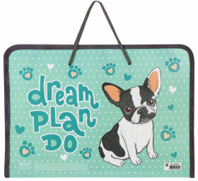 Папка для труда с ручками ПИФАГОР А4, пластик, молния вокруг, органайзер, &quot;Bulldog&quot;, 270157