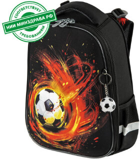 Ранец BRAUBERG PREMIUM, 2 отделения, с брелком, &quot;Fireball&quot;, 38х29х16 см, 270598