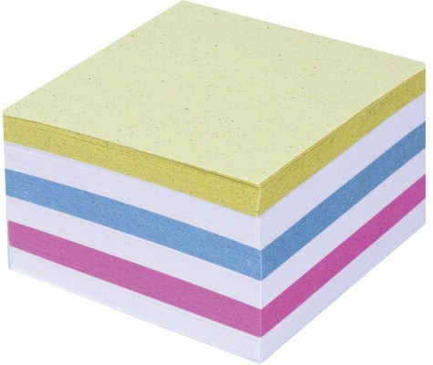 Блок для записей STAFF непроклеенный, куб 9х9х5 см, цветной, чередование с белым, 126365