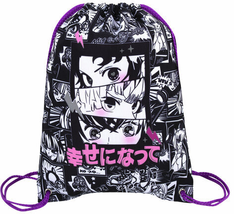 Мешок для обуви BRAUBERG PREMIUM, карман, подкладка, светоотражайка, 43х33 см, Anime movie, 272423