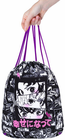 Мешок для обуви BRAUBERG PREMIUM, карман, подкладка, светоотражайка, 43х33 см, Anime movie, 272423