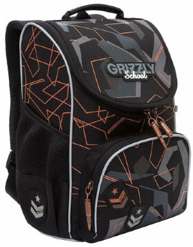 Ранец GRIZZLY анатомическая спинка, с мешком для обуви, для мальчиков, SERIOUS, 33х25х13 см, RAm-485-6/1