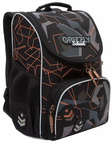 Ранец GRIZZLY анатомическая спинка, с мешком для обуви, для мальчиков, SERIOUS, 33х25х13 см, RAm-485-6/1