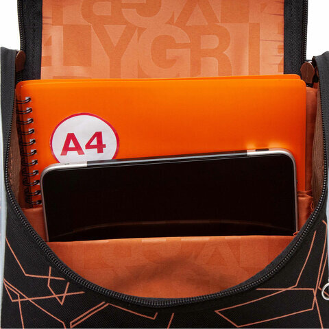 Ранец GRIZZLY анатомическая спинка, с мешком для обуви, для мальчиков, SERIOUS, 33х25х13 см, RAm-485-6/1