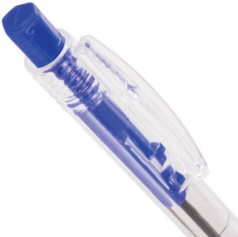 Ручка шариковая автоматическая STAFF "Basic" BPR-245, СИНЯЯ, корпус прозрачный, 0,7 мм, линия письма 0,35 мм, 142396