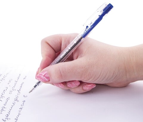 Ручка шариковая автоматическая STAFF "Basic" BPR-245, СИНЯЯ, корпус прозрачный, 0,7 мм, линия письма 0,35 мм, 142396