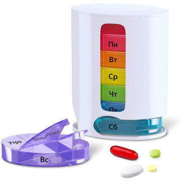 ТАБЛЕТНИЦА / Контейнер-органайзер для лекарств и витаминов "7 дней/4 приема WHITE", DASWERK, 630847