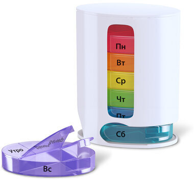 ТАБЛЕТНИЦА / Контейнер-органайзер для лекарств и витаминов "7 дней/4 приема WHITE", DASWERK, 630847