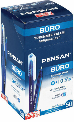 Ручка шариковая масляная PENSAN "Buro", СИНЯЯ, игольчатый узел 1 мм, линия письма 0,8 мм, 2270
