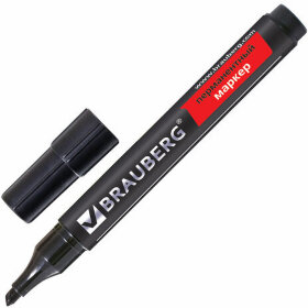 Маркер перманентный (нестираемый) BRAUBERG &quot;Contract&quot;, ЧЕРНЫЙ, скошенный наконечник, 1-5 мм, без клипа, 150469
