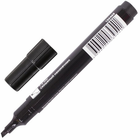 Маркер перманентный (нестираемый) BRAUBERG "Contract", ЧЕРНЫЙ, скошенный наконечник, 1-5 мм, без клипа, 150469