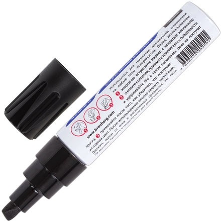 Маркер-краска лаковый (paint marker) 8 мм, ЧЕРНЫЙ, НИТРО-ОСНОВА, алюминиевый корпус, BRAUBERG PROFESSIONAL PLUS JUMBO, 151455