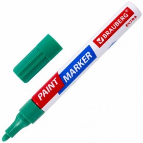 Маркер-краска лаковый EXTRA (paint marker) 4 мм, ЗЕЛЕНЫЙ, УСИЛЕННАЯ НИТРО-ОСНОВА, BRAUBERG, 151985
