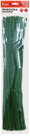 Проволока синельная для творчества "Пушистая", зеленая, 30 шт., 0,6х30 см, ОСТРОВ СОКРОВИЩ, 661535