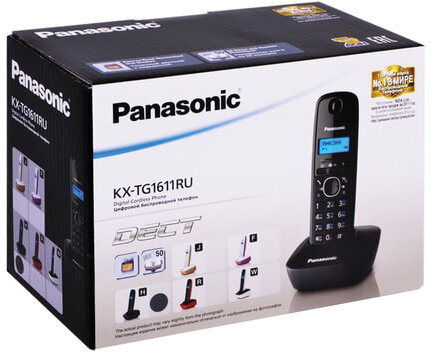 Радиотелефон PANASONIC KX-TG1611RUH, память 50 номеров, АОН, повтор, часы/будильник, серый