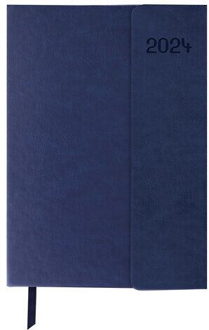 Ежедневник датированный 2024 А5 148х218 мм GALANT "Magnetic", под кожу, клапан, синий, 114758